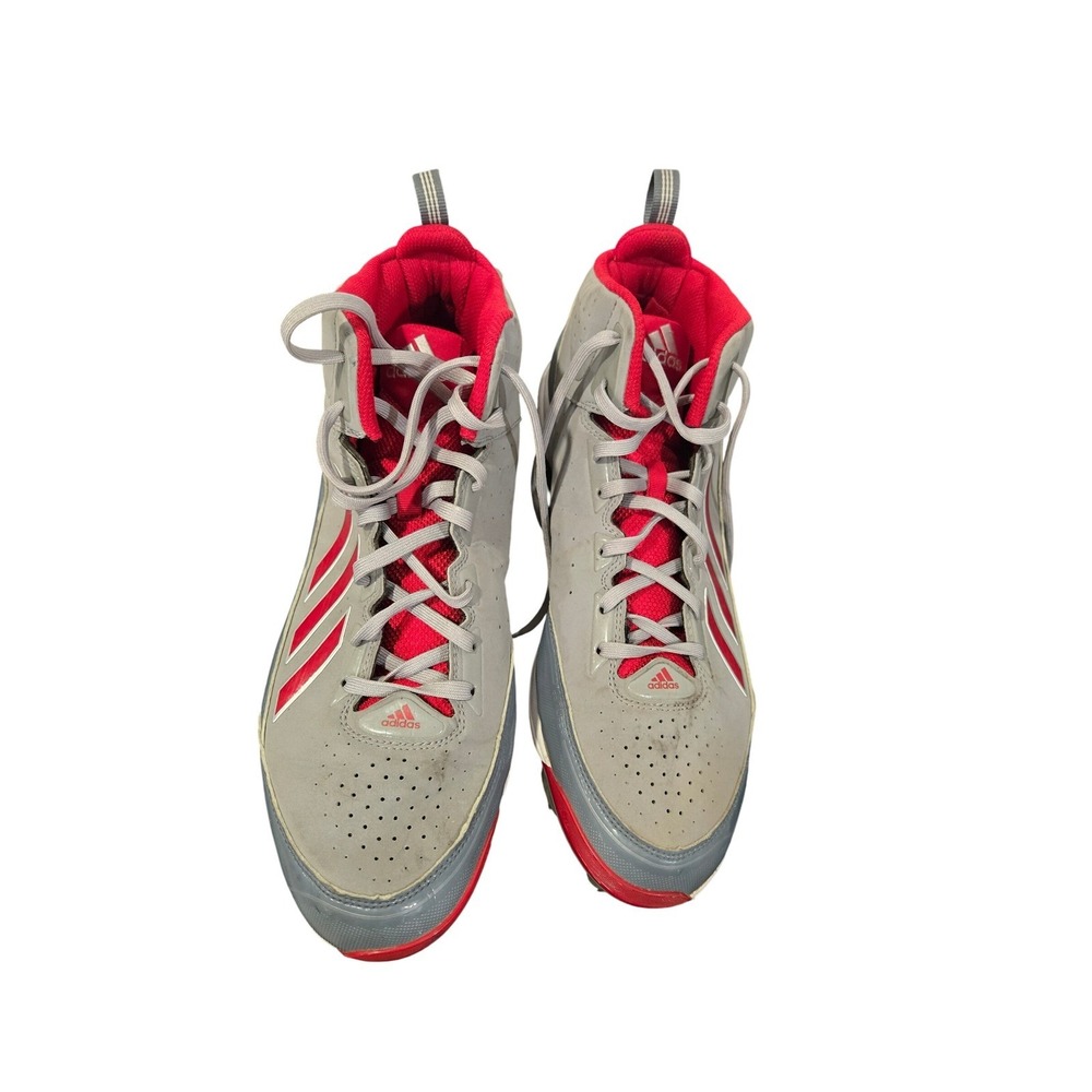 Adidas Mens Baseball Cleats‎ Gray Red Synthetic Leather SPG 753001 Size 12